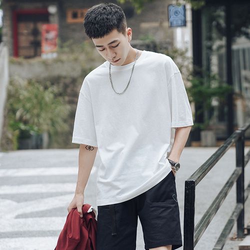 歐瑾(oujin)夏季凈面t恤短袖t恤男地推便宜地攤批發衣服五分袖t恤班服